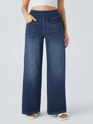 HALARA Flex High Waisted Multiple Pockets Baggy Wide Leg Jeans Size M Tall thumbnail 3