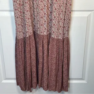 American Eagle Strapless Maxi Dress With Side Slit Sz XL Pink Floral Smocked thumbnail 12
