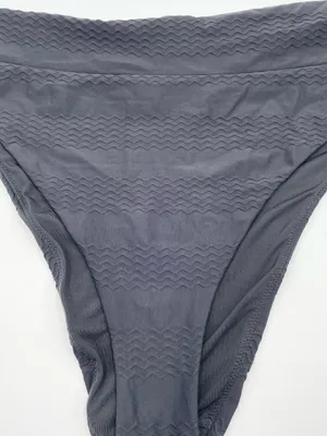 Aerie High Cut Cheeky Bikini Bottoms Size XL Black Wavy Textured Pattern Beachy thumbnail 3