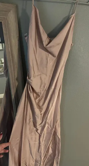 champagne colored silk dress size S thumbnail 1