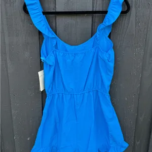 NWT bebop Bright Blue Ruffle Romper Sz M juniors thumbnail 6
