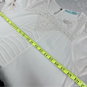 Maurices Cream Lace Detail Blouse size M sheer top embroidered hemline boho thumbnail 5