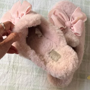 UGG Plush Addison Velvet Bow Women's Slippers in Light Pink thumbnail 6