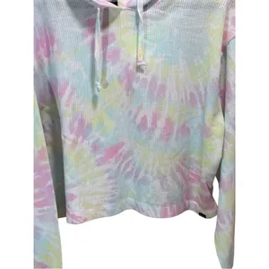 Victoria’s Secret PINK Mesh Tie Dye Pullover Hoodie – Rainbow Pastel – Large NWT thumbnail 4