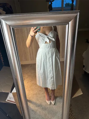 Milly White Bow-Front Button Dress thumbnail 6