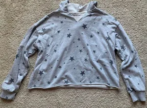 Grey Cropped Star Hoodie thumbnail 1