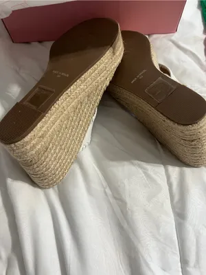 Jack Rogers White Braided Espadrille Wedge Sandals with Rosette thumbnail 6