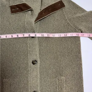LRL Ralph Lauren Women Petite P Brown Cotton Knit Cardigan Suede Elbow Patches thumbnail 6