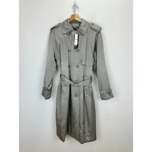 J.Crew Relaxed Trench Coat Satin Crepe Mid Length Silver Gray Insulated US 2 NWT thumbnail 6