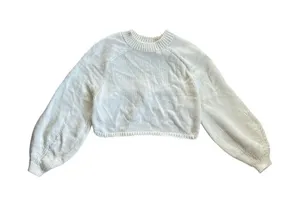 NEW Open Edit Cropped‎ Chunky Sweater Cream White Open Back Tie Bow Womens Small thumbnail 1