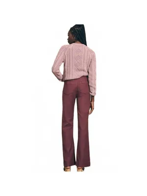 Faherty Stretch Terry Patch Pocket Wide Leg Pant Burgundy Catawaba Grape Size 26 thumbnail 3