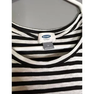 Old Navy Black And White Striped Long Sleeve Tunic Dress Shirt Medium thumbnail 3