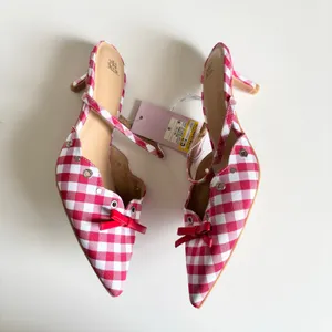 Wild Fable Lysandra Gingham Eyelet Kitten Heels Women’s 9.5 Red & White NWT thumbnail 4