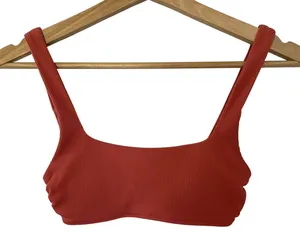 Aerie scoop encolure degagee nylon coral orange women's ribbed XS sports bra thumbnail 1