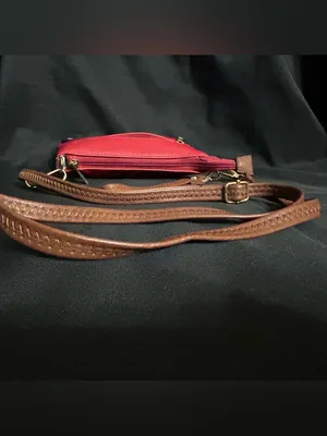 Women’s Red & Floral Crossbody Bag With Brown Strap Shoulder Purse thumbnail 8