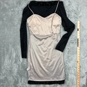 Mystic Black Velvet Sheer Burnout Bodycon Dress Sparkly Long Sleeve‎ Goth Witchy thumbnail 3