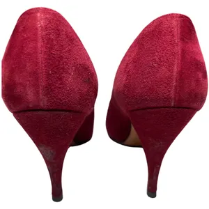 Martina Wine Red Pumps Women's 7S Slim‎ Narrow Classic Leather Heels Vintage thumbnail 4