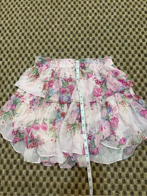 $295 LoveShackFancy Ruffle Mini Skirt in Shimmering Springs Size S thumbnail 6