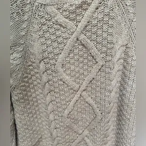 J. Crew NWT Chunky Cable Knit‎ Beaded Sweater Tan XL Merino Wool Blend thumbnail 6