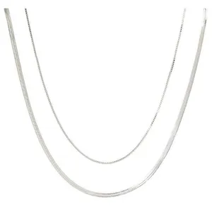 NEW A New Day Box Chain Necklace Set 2 Piece Silver Gray 18" + 3" 20" +3" thumbnail 1