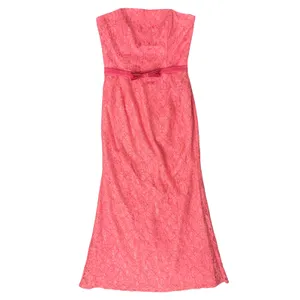 Vintage Jessica McClintock Pink Floral Lace Strapless Mermaid Maxi Dress size 10 thumbnail 11