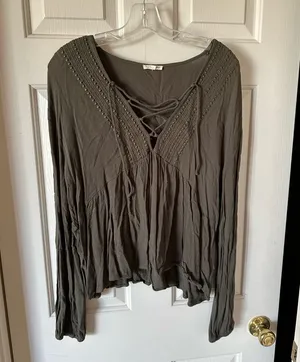 Wet Seal Army green boho blouse thumbnail 1