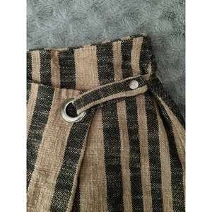 Free People Wrap Mini Skirt M Brown Stripe Asymmetrical Boho Cottage Festival thumbnail 15