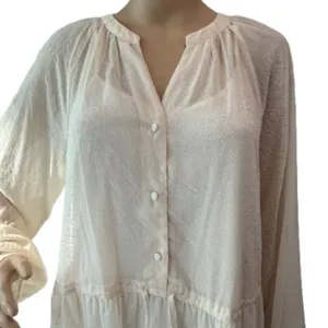 LC Lauren Conrad Button Front Tiered Long Sleeve Mini Shirt Dress Sz L thumbnail 3