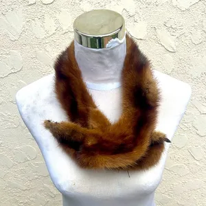 Brown thin mink collar scarf thumbnail 1