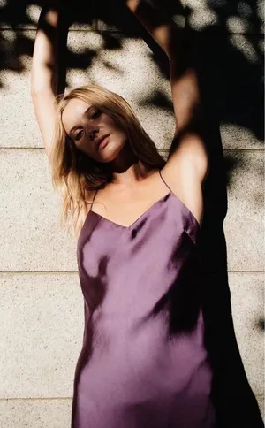 Zara Purple Satin Slip Dress Midi thumbnail 1