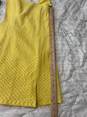 Urban Outfitters Yellow White Floral Textured Square Neck Mini Dress XS thumbnail 7