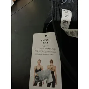 NWT Alo Yoga Lavish Bra Black Strappy Back‎ Mesh Band Sports Bra XS NEW Sold Out thumbnail 6