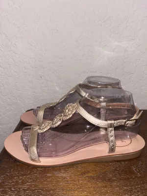 Jack Rogers Daphne T-Strap Buckle Leather Micro Mini Wedge Sandal Shoes Size 8.5 thumbnail 5