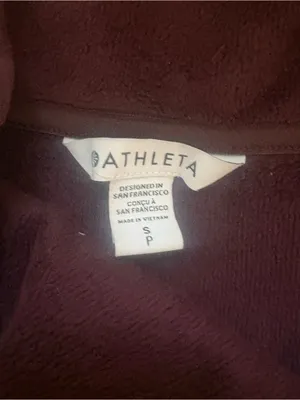 Athleta Cozy Karma Asym Pullover Small Burgundy Fleece Half Zip Sweatshirt thumbnail 3
