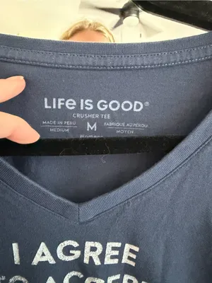 Life Is Good Navy Blue V-Neck Tee with Cookie Graphic thumbnail 3