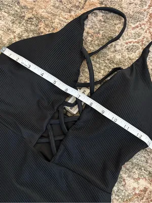 Anthropologie Dippin Daisys Bliss Ribbed One Piece Black Swimsuit Medium thumbnail 11