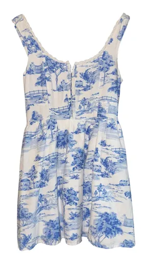 Japna Linen Blend Cottage Dress‎ Women's Medium Smocked Coquette Garden Party thumbnail 1