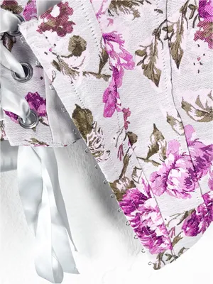 WINDSOR Easily Beloved Satin Lace-Up Floral Corset Top Size Small Boho Party thumbnail 8