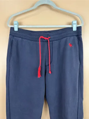 Y2K Abercrombie & Fitch Womens Sweatpants Large Navy Red Moose Logo Vintage thumbnail 2
