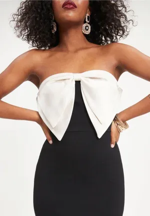 VICI Black Dress With White Satin Bow thumbnail 2