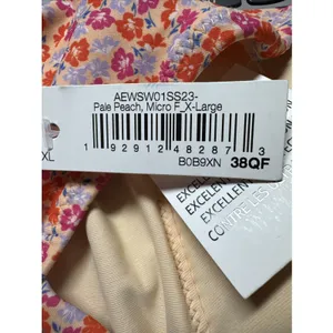 Amazon Essentials Size XL One Piece Swimsuit Orange and‎ Pink Floral on a Peach thumbnail 6