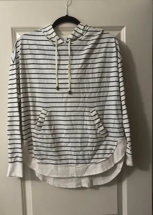 Z Supply Top Long Sleeve cream with black stripes thumbnail 1