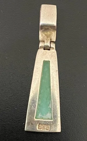 Vintage Sterling Silver 925 Native American Turquoise Inlay Door Knocker Pendant thumbnail 9