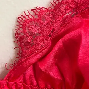 Victoria's Secret Red Satin Lace Trim Babydoll Camisole Top Size‎ Large thumbnail 2