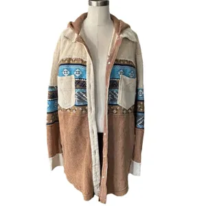 Sterling & Stitch Womens S Corduroy Shacket Southwestern Patchwork Jacket Boho thumbnail 14