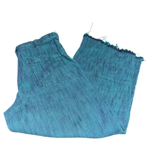 We The Free Wide Leg Cropped Jeans Raw‎ Hem Teal Green High Rise 28 thumbnail 4