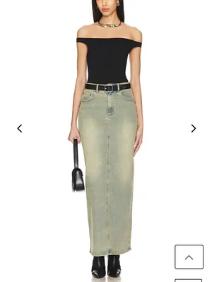 AFRM Amiri Long Denim Maxi Skirt in Mellow Tint Wash thumbnail 4