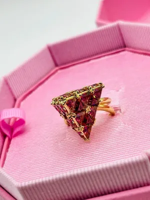 Swarovski Crystal Triangle Ring in Pink Gift Box thumbnail 5
