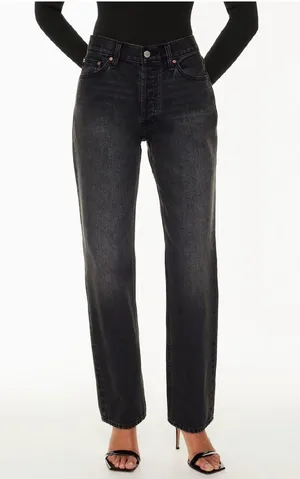 Aritzia Denim Forum '90s Joni Lo-Rise Loose in Black Licorice Size 27 thumbnail 1