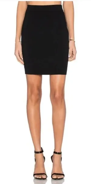 Alexander‎ Wang Knit Mini Pencil Skirt Womens Medium Black Stretch Bodycon thumbnail 1
